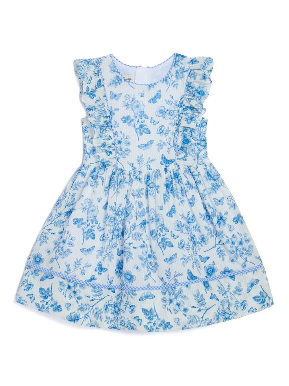 Pippa & Julie Blue and White Floral Ruffle Dress for Girls